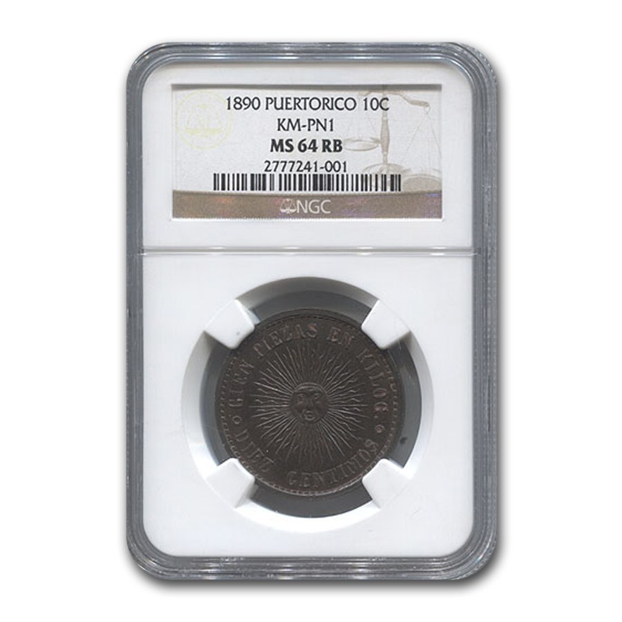 Buy 1890 Puerto Rico Copper 10 Centimos MS-64 NGC (RB) | APMEX
