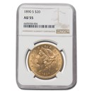 1890-S $20 Liberty Gold Double Eagle AU-55 NGC