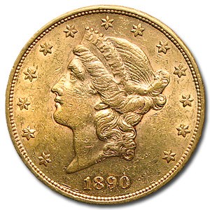 1890-S $20 Liberty Gold Double Eagle AU 1890-S $20 Liberty Gold Double Eagle AU