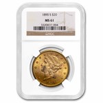 1890-S $20 Liberty Gold Double Eagle MS-61 NGC