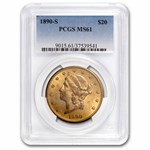 1890-S $20 Liberty Gold Double Eagle MS-61 PCGS