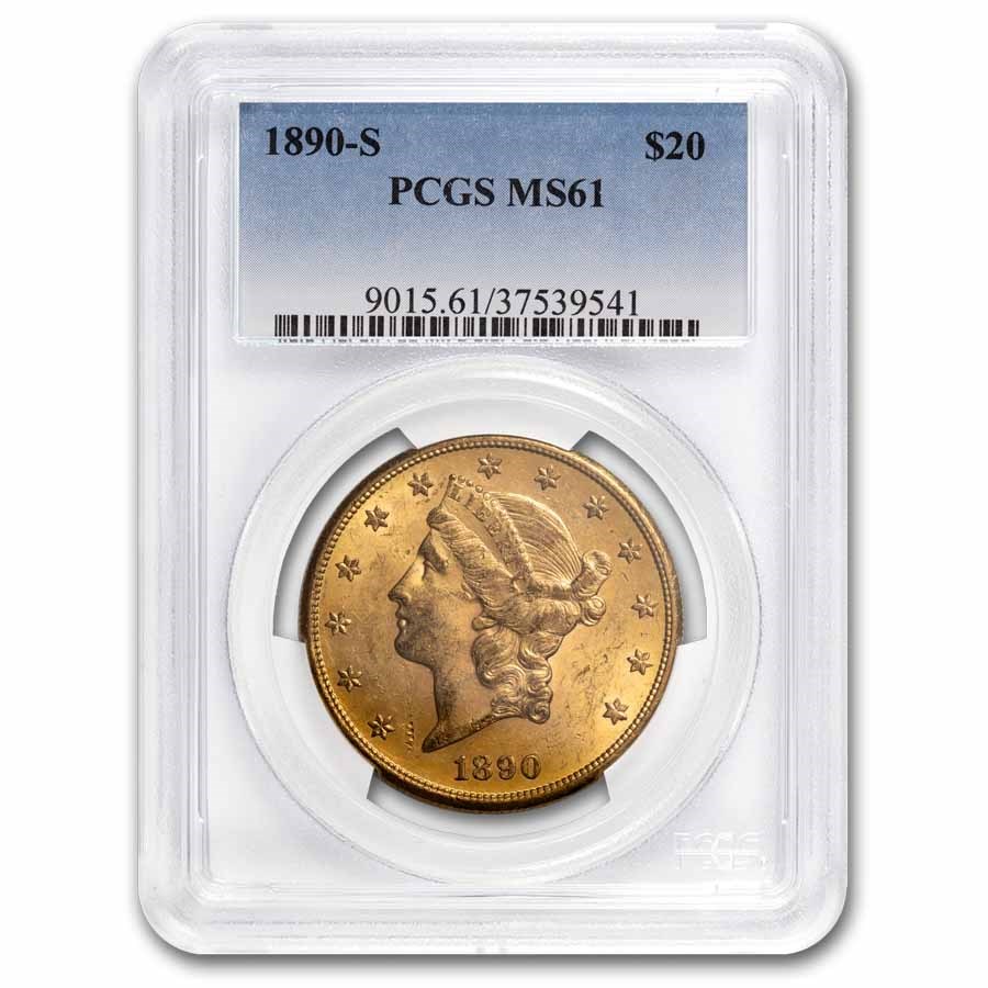1890-S $20 Liberty Gold Double Eagle MS-61 PCGS