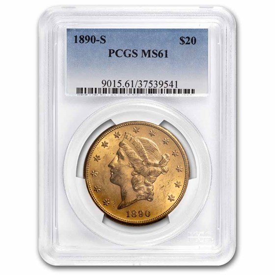 1890-S $20 Liberty Gold Double Eagle MS-61 PCGS 1890-S $20 Liberty Gold Double Eagle MS-61 PCGS