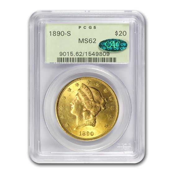 1890-S $20 Liberty Gold Double Eagle MS-62 PCGS (CAC)