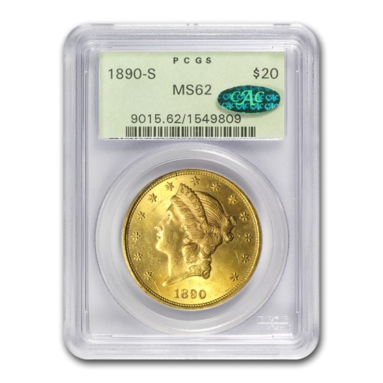 1890-S $20 Liberty Gold Double Eagle MS-62 PCGS (CAC) 1890-S $20 Liberty Gold Double Eagle MS-62 PCGS (CAC)