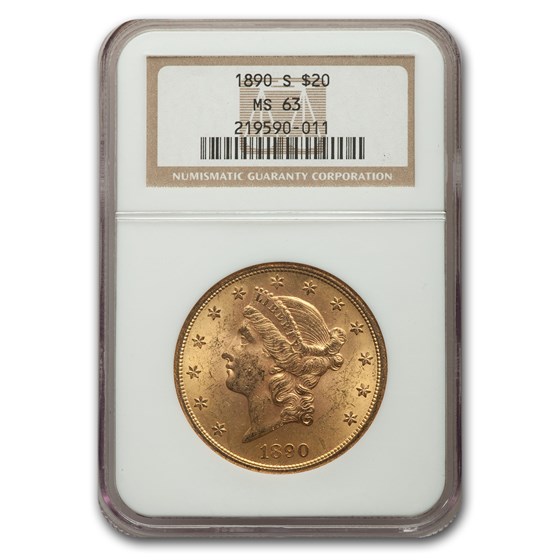 1890-S $20 Liberty Gold Double Eagle MS-63 NGC 1890-S $20 Liberty Gold Double Eagle MS-63 NGC