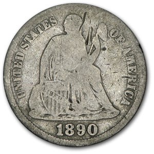 1890-S Liberty Seated Dime VG