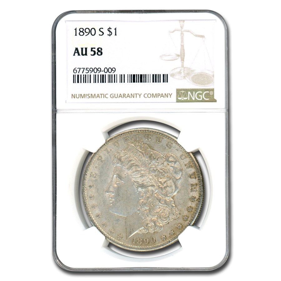 1890-S Morgan Dollar AU-58 NGC