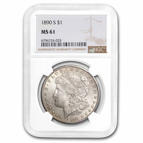 1890-S Morgan Dollar MS-61 NGC
