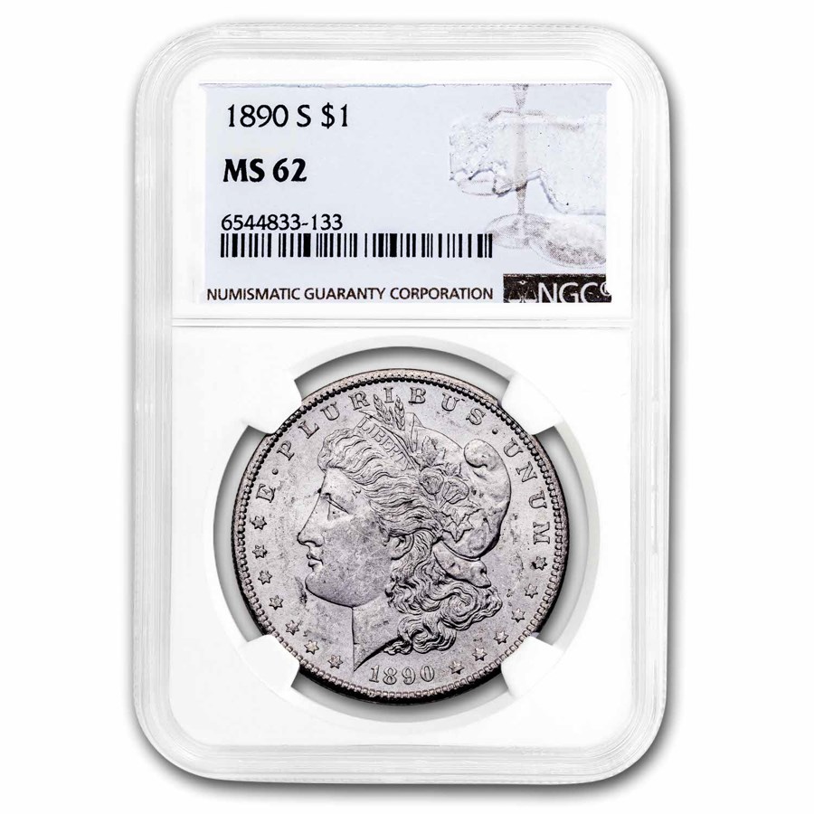 1890-S Morgan Dollar MS-62 NGC