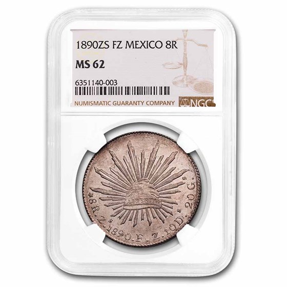 1890-Zs FZ Mexico Silver 8 Reales MS-62 NGC