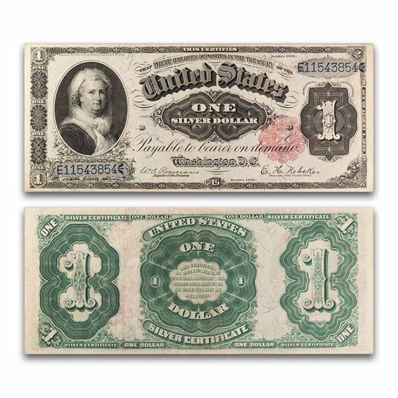 1891 $1.00 Silver Certificate Martha Washington AU (Fr#222) 1891 $1.00 Silver Certificate Martha Washington AU (Fr#222)