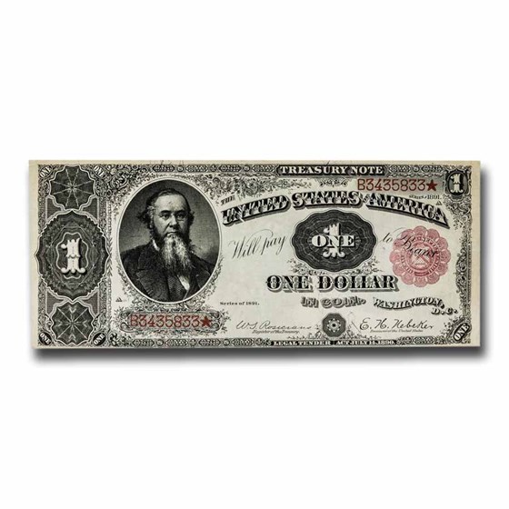 1891 $1.00 Treasury Note Stanton AU (Fr#350)