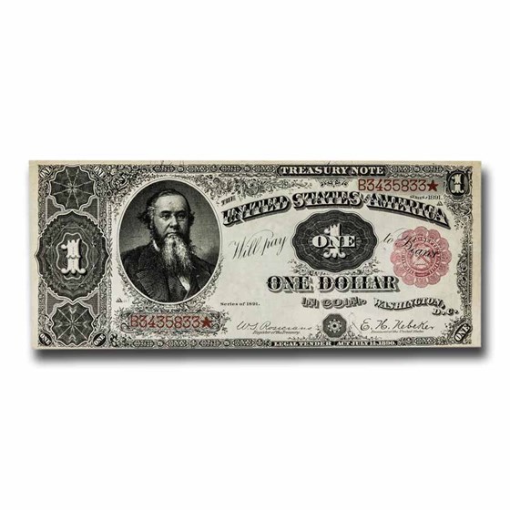1891 $1.00 Treasury Note Stanton AU (Fr#350) 1891 $1.00 Treasury Note Stanton AU (Fr#350)