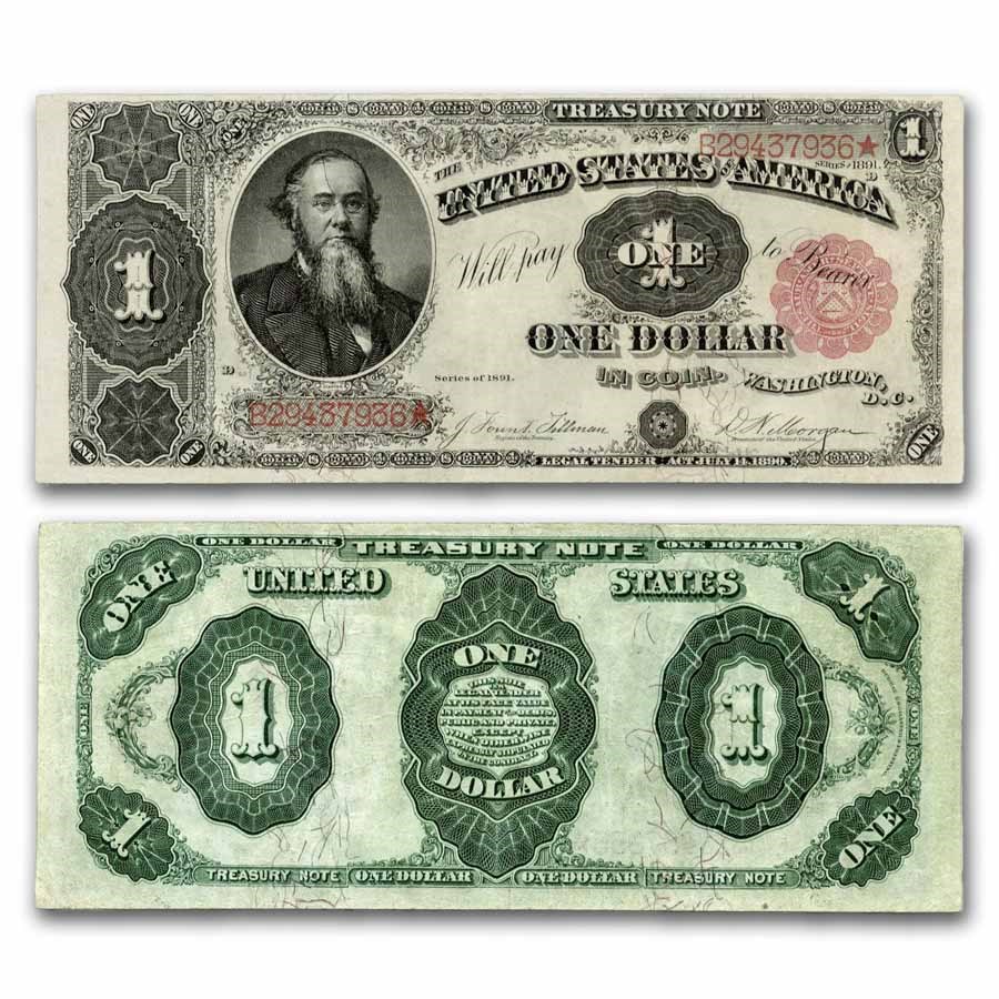 1891 $1.00 Treasury Note Stanton AU (Fr#351)