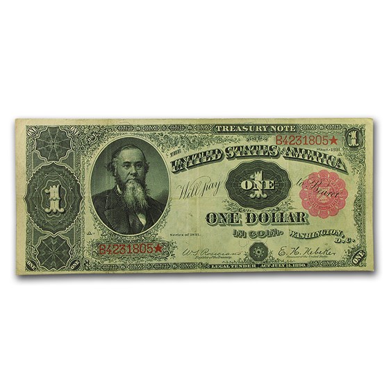 1891 $1.00 Treasury Note Stanton Very Fine 1891 $1.00 Treasury Note Stanton Very Fine