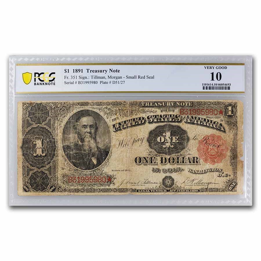 Buy 1891 $1.00 Treasury Note Stanton VG-10 PCGS (Fr#351) | APMEX