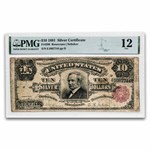 1891 $10 Silver Certificate Hendricks Tombstone F-12 PMG (Fr#298)