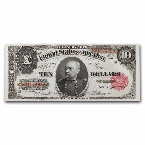 1891 $10 Treasury Note Sheridan AU (Fr#370) Details