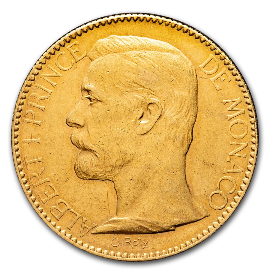 1891-1904 Monaco Gold 100 Francs Albert I Avg Circ