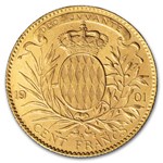 1891-1904 Monaco Gold 100 Francs Albert I BU