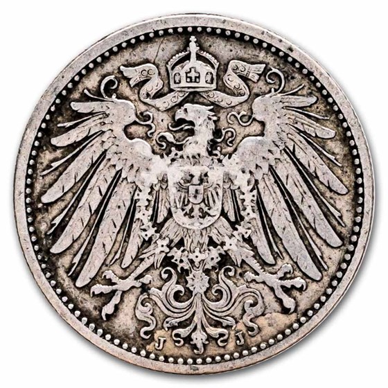 1891-1916 Germany Silver 1 Mark Avg Circ 1891-1916 Germany Silver 1 Mark Avg Circ