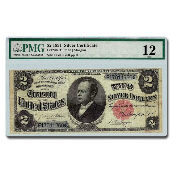 1891 $2.00 Silver Certificate William Windom F-12 PMG (Fr#246) 1891 $2.00 Silver Certificate William Windom F-12 PMG (Fr#246)