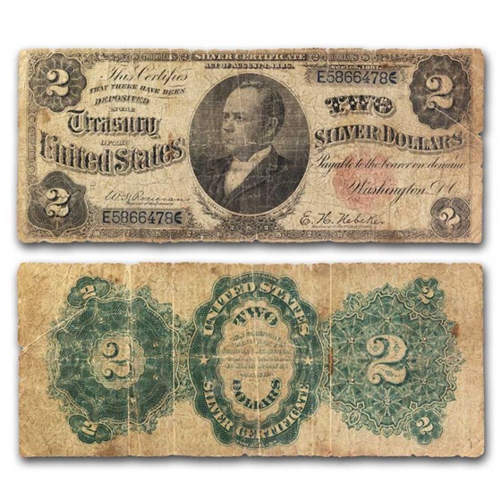 1891 $2.00 Silver Certificate William Windom Good (Fr#245) 1891 $2.00 Silver Certificate William Windom Good (Fr#245)