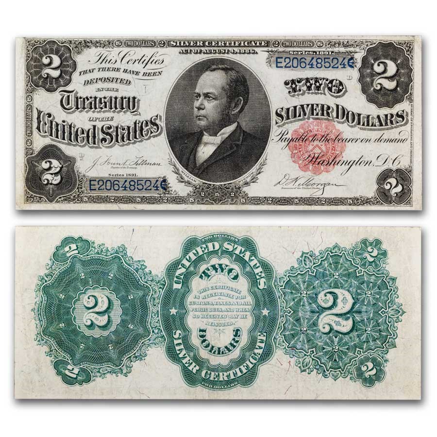 1891 $2.00 Silver Certificate William Windom VF (Fr#246)