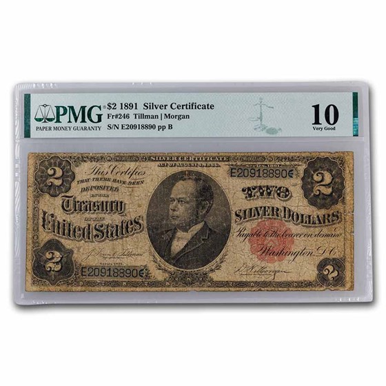 1891 $2.00 Silver Certificate William Windom VG-10 PMG (Fr#246)