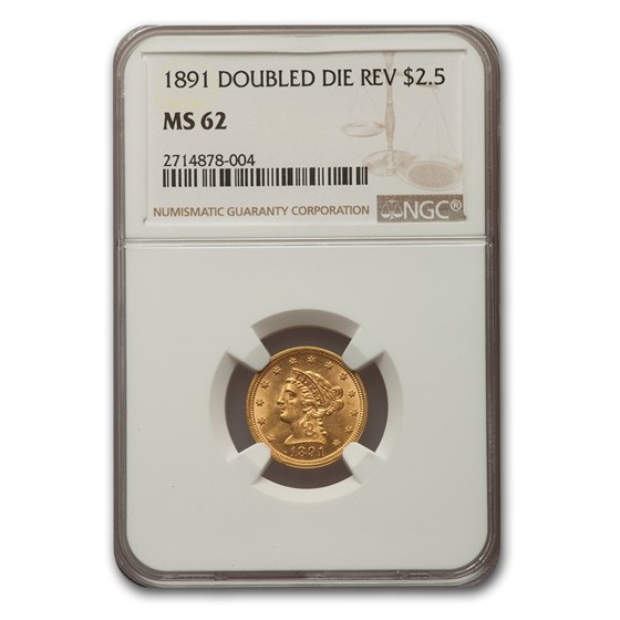 1891 $2.50 Liberty Gold Quarter Eagle MS-62 NGC (DDR) 1891 $2.50 Liberty Gold Quarter Eagle MS-62 NGC (DDR)