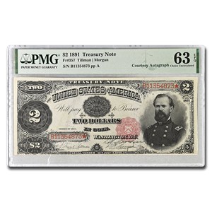 1891 $2 Treasury Note McPherson CU-63 EPQ PMG (Fr#357) Signed