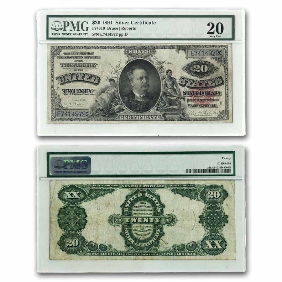 1891 $20 Silver Certificate Daniel Manning CH VF-20 PMG (Fr#319)