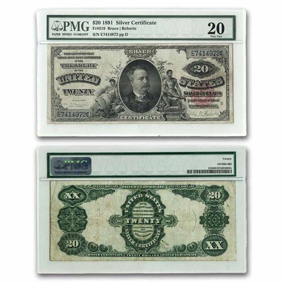 1891 $20 Silver Certificate Daniel Manning CH VF-20 PMG (Fr#319) 1891 $20 Silver Certificate Daniel Manning CH VF-20 PMG (Fr#319)