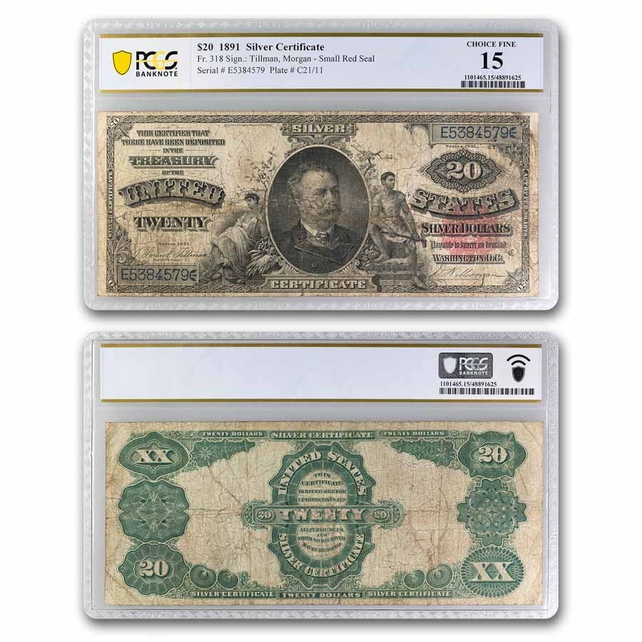 1891 $20 Silver Certificate Daniel Manning F-15 PCGS (Fr#318)