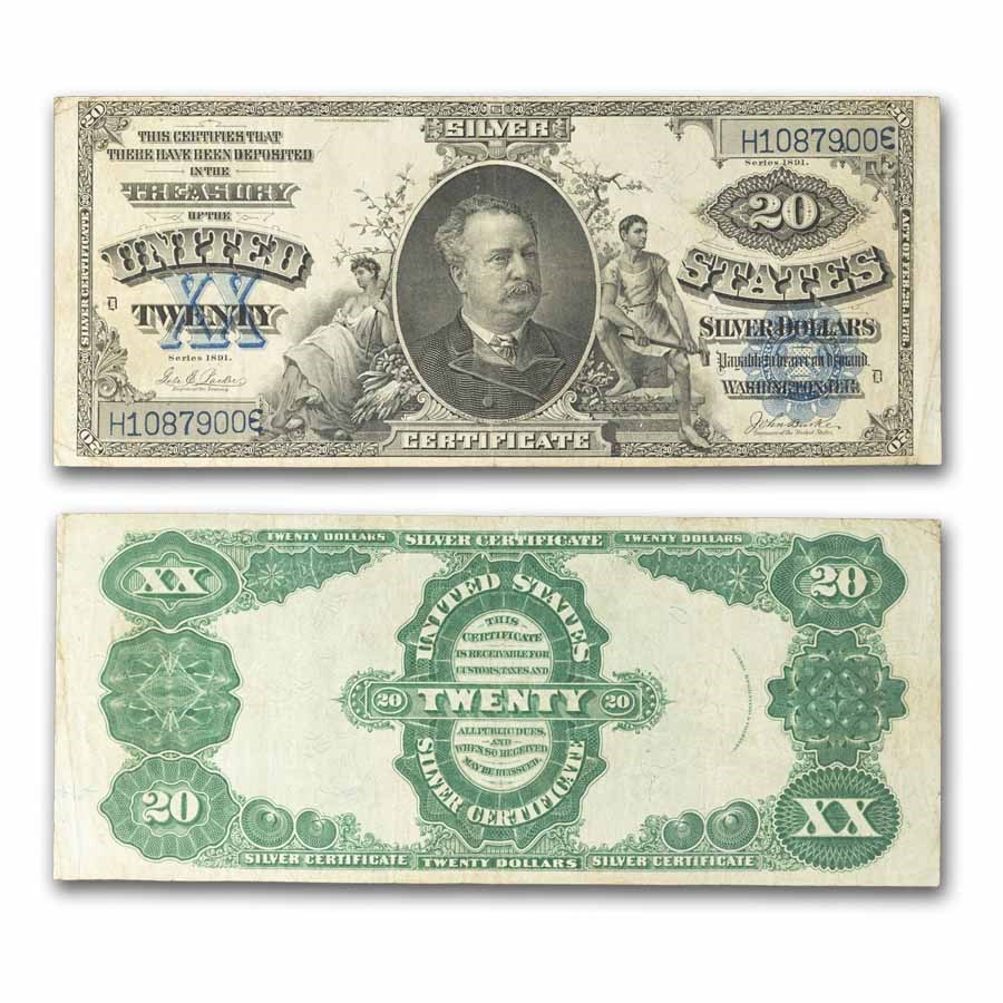 1891 $20 Silver Certificate Daniel Manning VF (Fr#321)