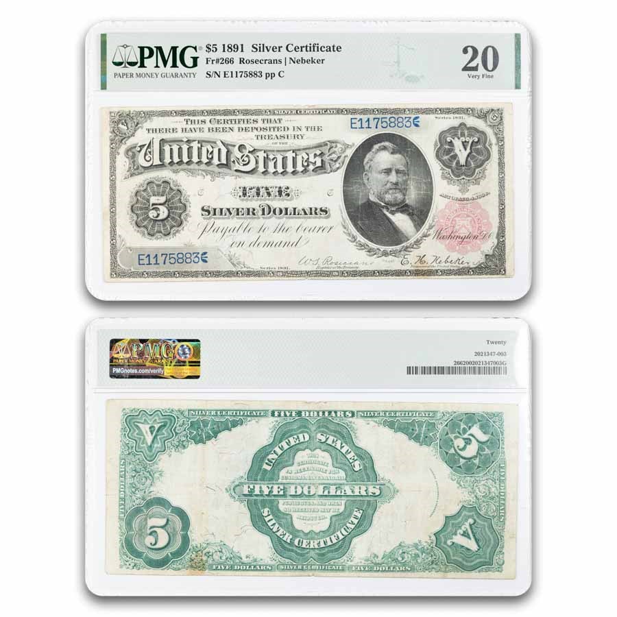 1891 $5.00 Silver Certificate VF-20 PMG (Fr#266)