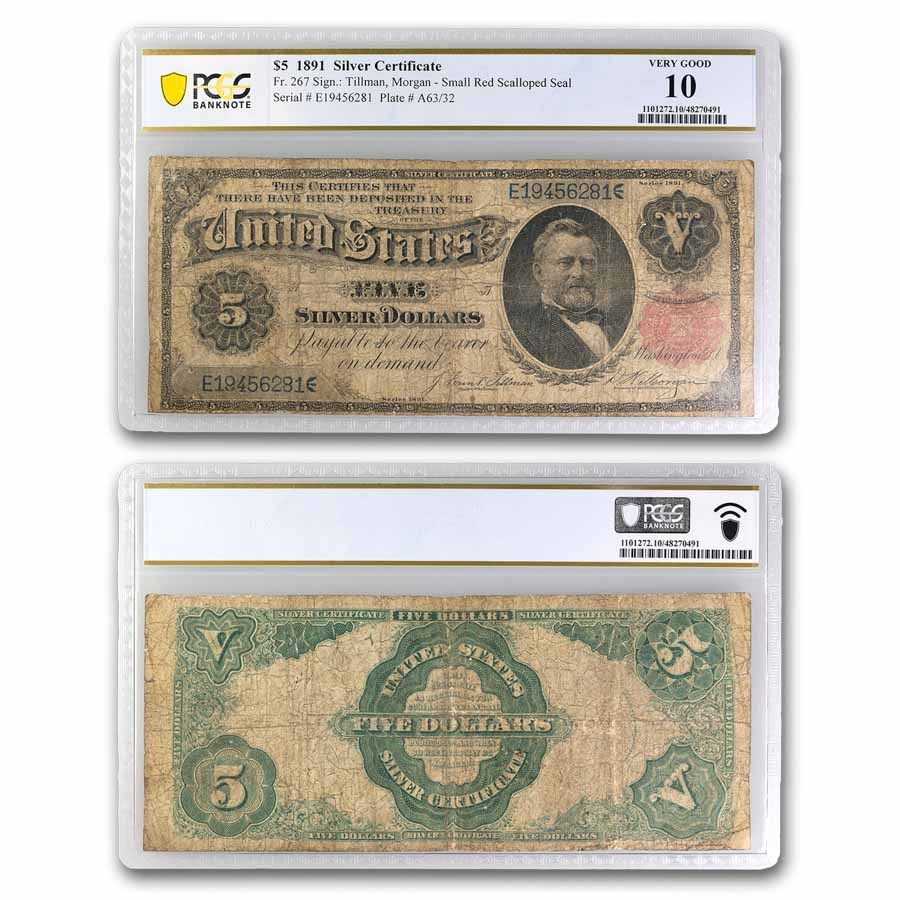 1891 $5.00 Silver Certificate VG-10 PCGS (Fr#267)