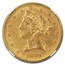 1891 $5 Liberty Gold Half Eagle MS-61 NGC