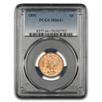 1891 $5 Liberty Gold Half Eagle MS-64+ PCGS