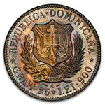 1891-A Dominican Republic Silver 5 Francos MS-63 PCGS