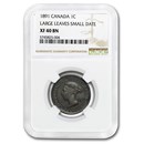 1891 Canada Large Cent Small Date, Large Leaves XF-40 NGC (Brown) 1891 Canada Large Cent Small Date, Large Leaves XF-40 NGC (Brown)