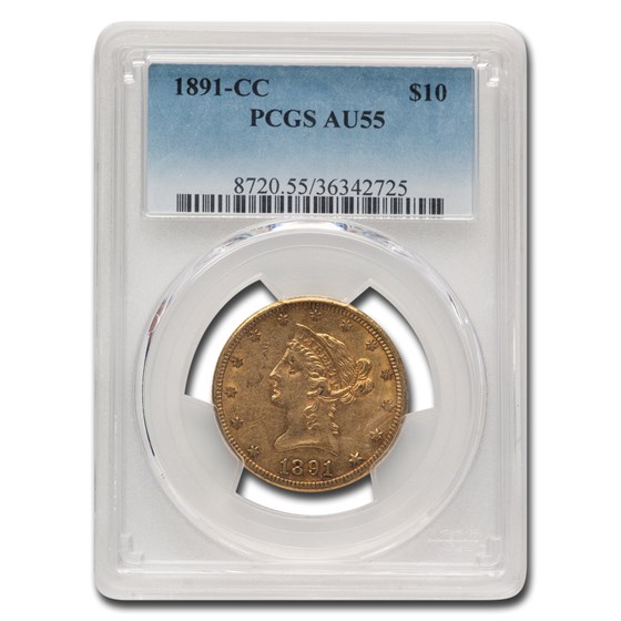 1891-CC $10 Liberty Gold Eagle AU-55 PCGS 1891-CC $10 Liberty Gold Eagle AU-55 PCGS