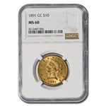 1891-CC $10 Liberty Gold Eagle MS-60 NGC