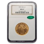 1891-CC $10 Liberty Gold Eagle MS-61 NGC CAC