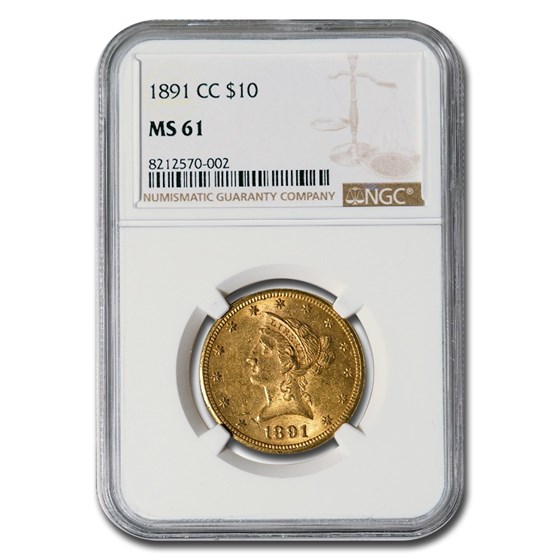 1891-CC $10 Liberty Gold Eagle MS-61 NGC 1891-CC $10 Liberty Gold Eagle MS-61 NGC