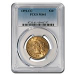 1891-CC $10 Liberty Gold Eagle MS-61 PCGS
