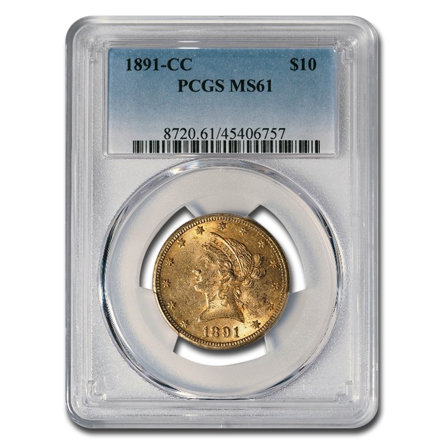 1891-CC $10 Liberty Gold Eagle MS-61 PCGS