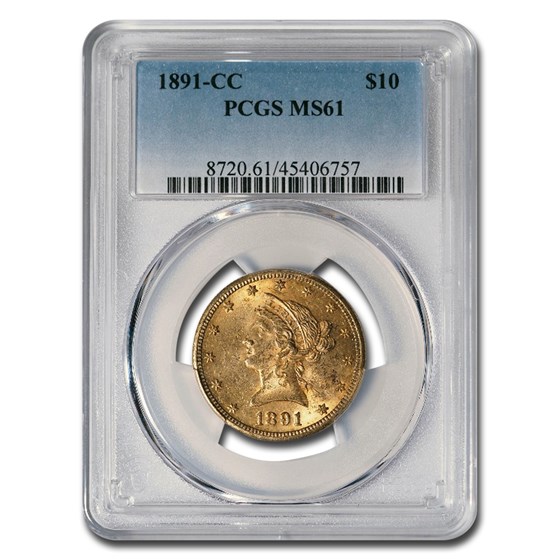 1891-CC $10 Liberty Gold Eagle MS-61 PCGS 1891-CC $10 Liberty Gold Eagle MS-61 PCGS