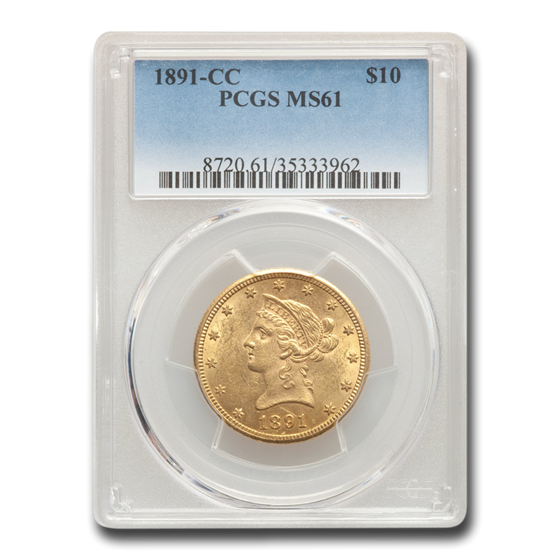 1891-CC $10 Liberty Gold Eagle MS-61 PCGS 1891-CC $10 Liberty Gold Eagle MS-61 PCGS
